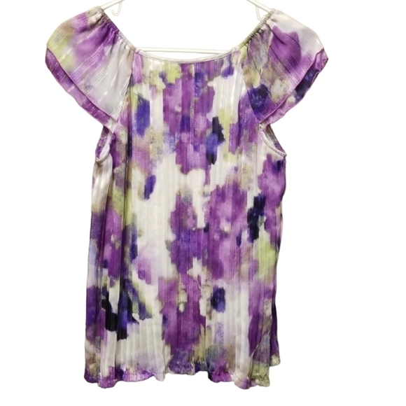 3/$15 Roz & Ali Cap Sleeve Floral Blouse - Small - Picture 3 of 8